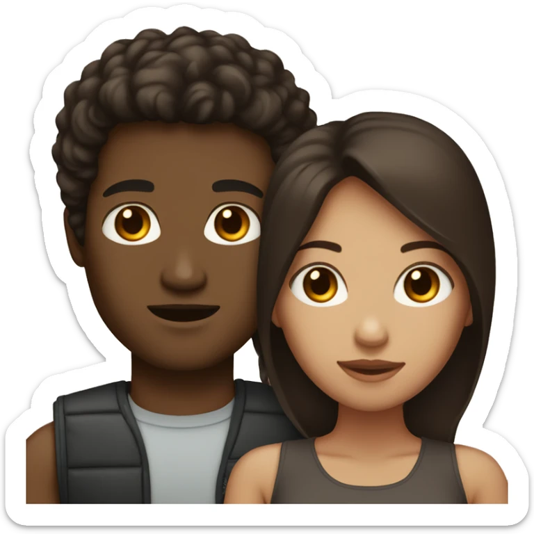 Man with light Skin, dark Brown hair and Woman with Brown Skin, dark brown hairs sticker