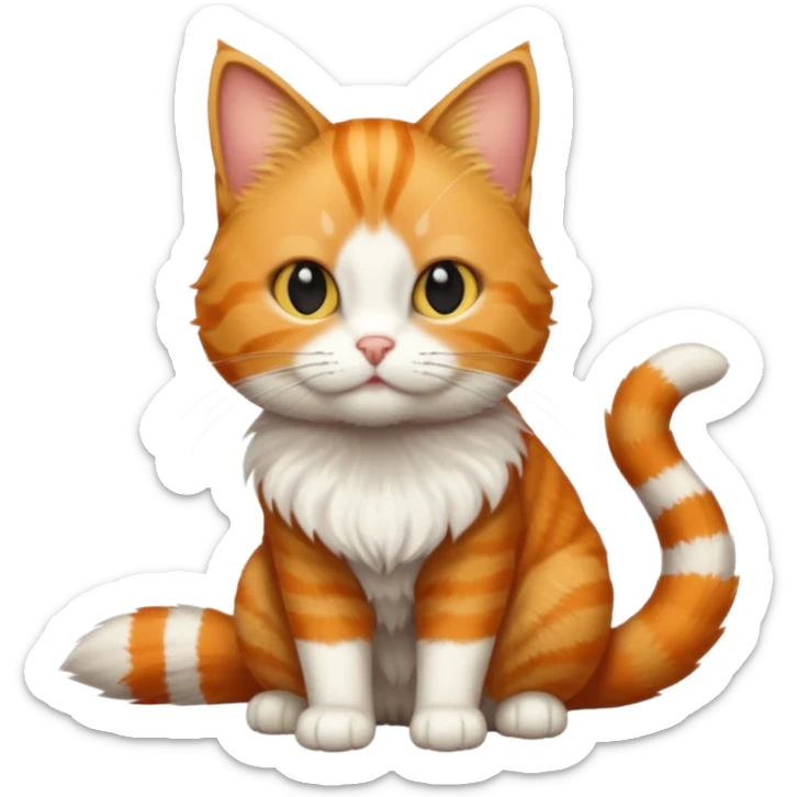 Make me a orange tabby cat with a white chin and a bit of white on the end of his tail sticker