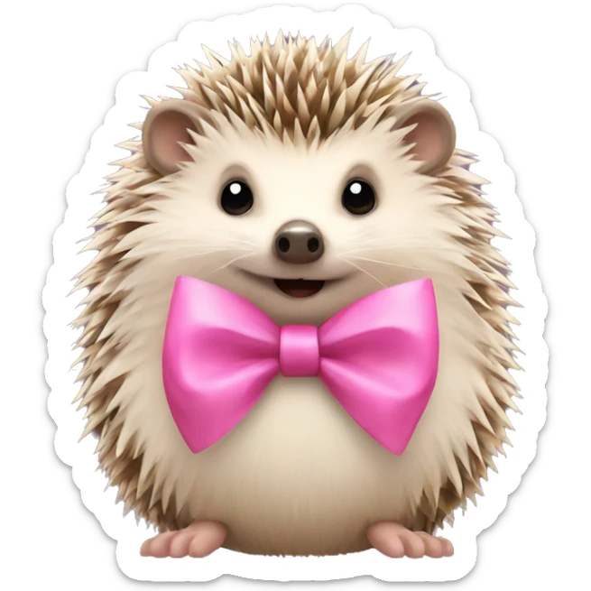 hedgehog with a pink bow sticker
