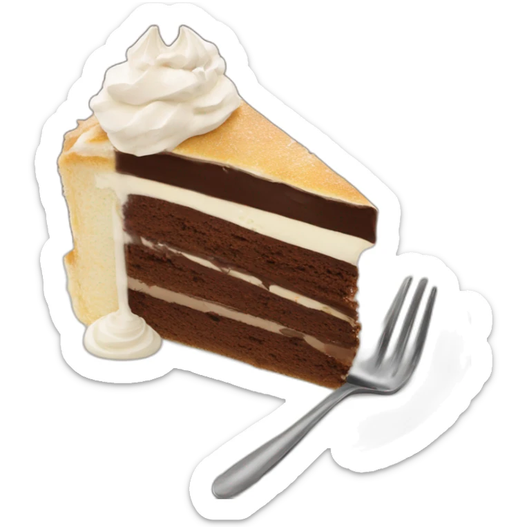 Torta alla crema con copertura al cioccolato e panna intorno sticker