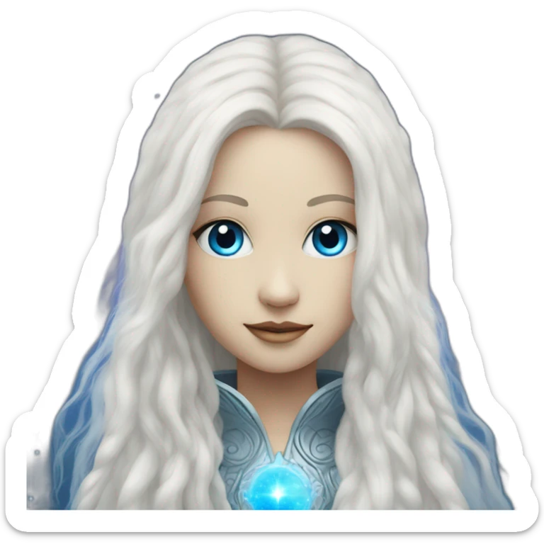 nordic pleiadian with long white hair and blue eyes sticker