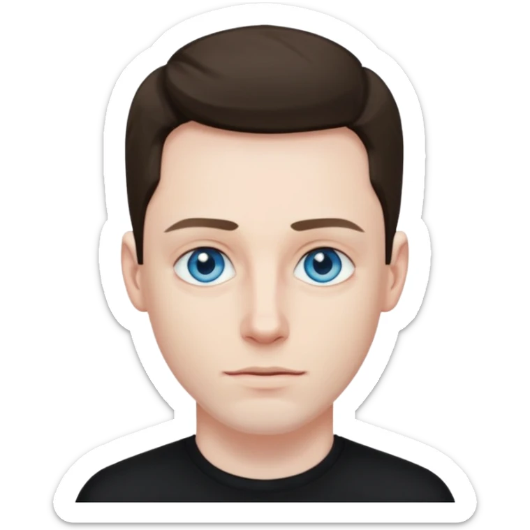 a guy with blue eyes very pale and wears black all the time he’s 30 and he is 6’1 sticker