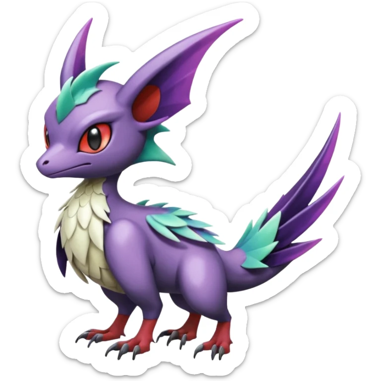 Shiny Cute Noibat-Noivern-Silvally-Fakémon-hybrid-creature (full body)  sticker