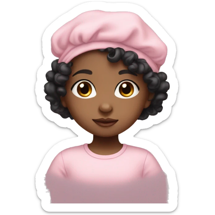 Brown baby girl with black curly hair and pastel pink clothes  sticker
