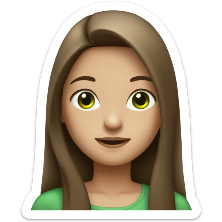 Clean Girl with brown long straight hair and green eyes  sticker