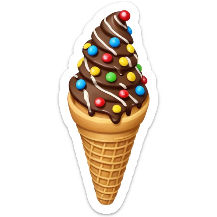 Add chocolate drizzle and m&ms on top of the crispy golden churros, put then on a cone shape paper sticker