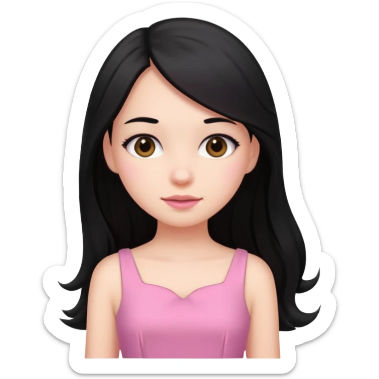 Long black hair girl wearing a dress being a girly girl  sticker