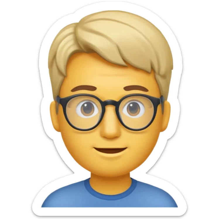Erstelle mir eine Emoji von einem Jungen. Herkunft: Südamerika, Jung und Gutaussehend, mit durchsichtiger Brille und anderer Frisur  sticker