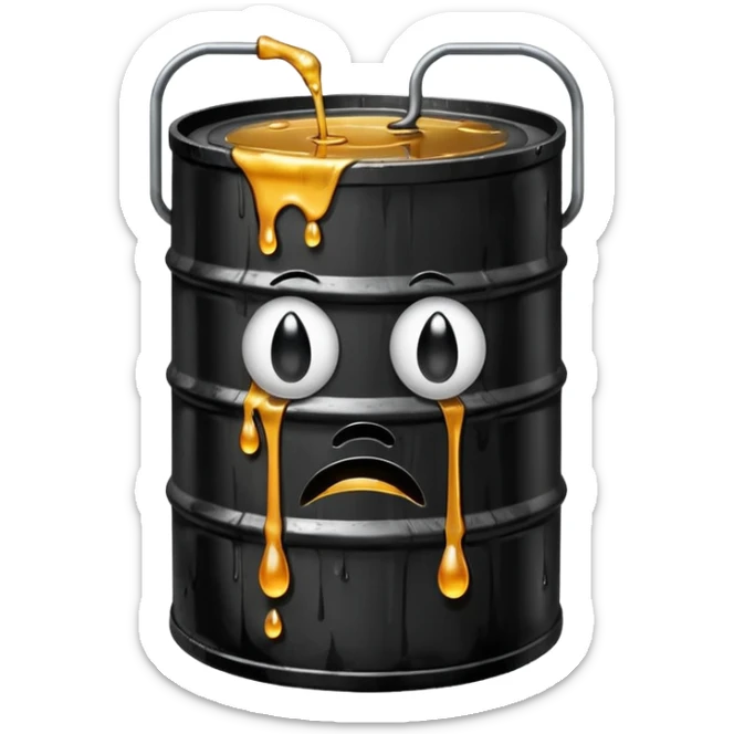 crying oil barrel (use the default tear drops and oil barrel emoji to create it) sticker