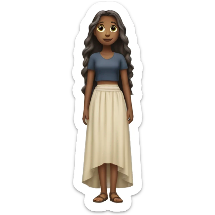 Girl with a long skirt and long hair to the ground sticker