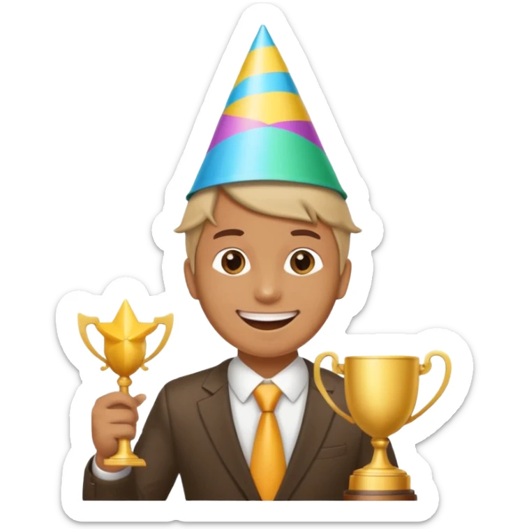 Create an emoji that reflects man/woman that is happy, and that asks a lot of questions and get rewarded as most active participant in a training sticker