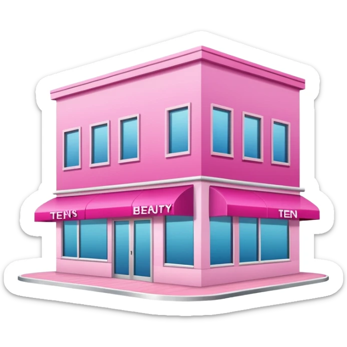 partly pink stylish beauty salon building named Ten’s Beauty sticker