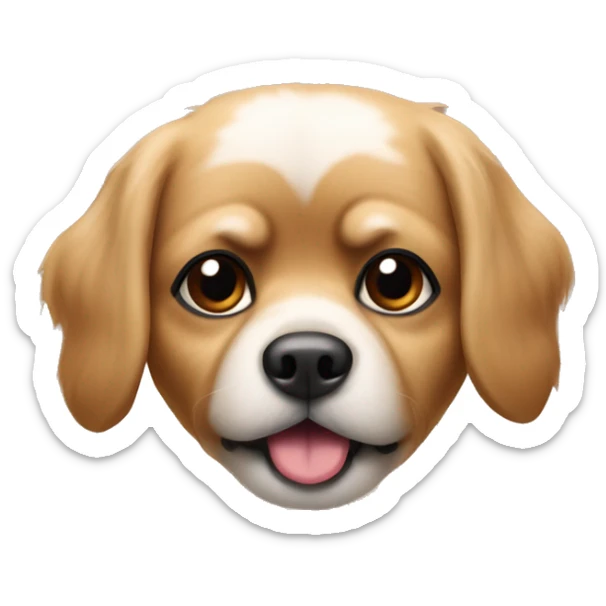 Un emoji de una perrita pekinés pequeña y de color caramelo  sticker