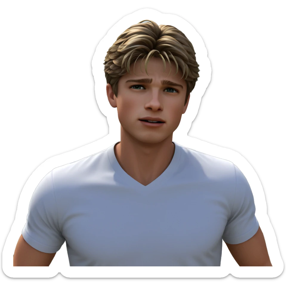 young man in white shirt sticker