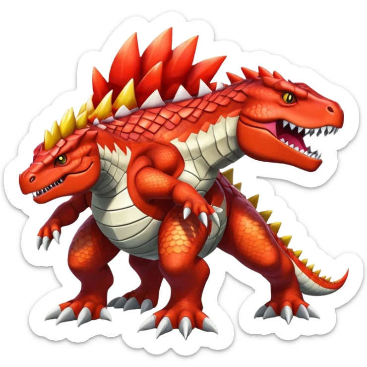 Shiny Exotic Colorful Groudon-Tyrantrum-Fakémon-hybrid-creature (full body)  sticker