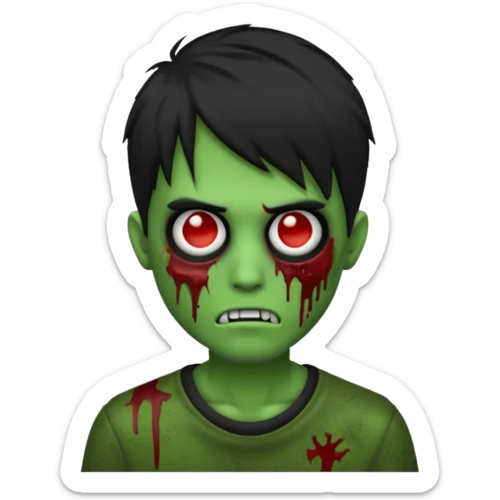 crie um emoji de zumbi homen com o cabelo de emo de anime grande cobrindo o rosto assim🧟 sticker