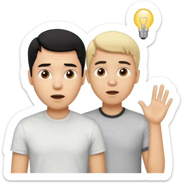 light skin black hair man surprised talking with a light skin and blonde hair man sticker