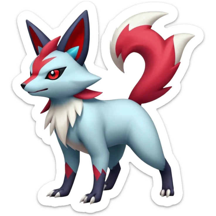 Epic Shiny Cool Kawaii Zangoose-Zorua-Zoroark-Pokemon-fakemon-hybrid-animal Full Body  sticker