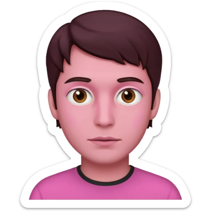 He is supposed to have all pink skin and dark brown hair and hazel eyes sticker