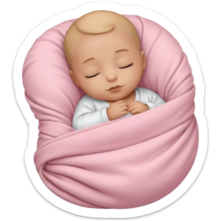 One baby fully swaddled sleeping baby with a white shirt wrapped in a light pink blanket sticker