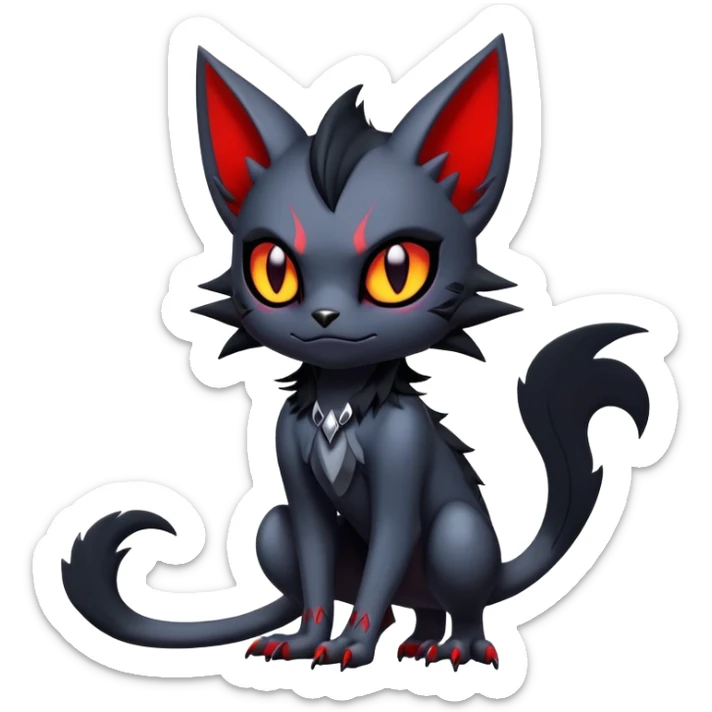 Vampiric feral futuristic gothic emo dark Litten-Noibat-Fakémon-hybrid-creature (full body) sticker