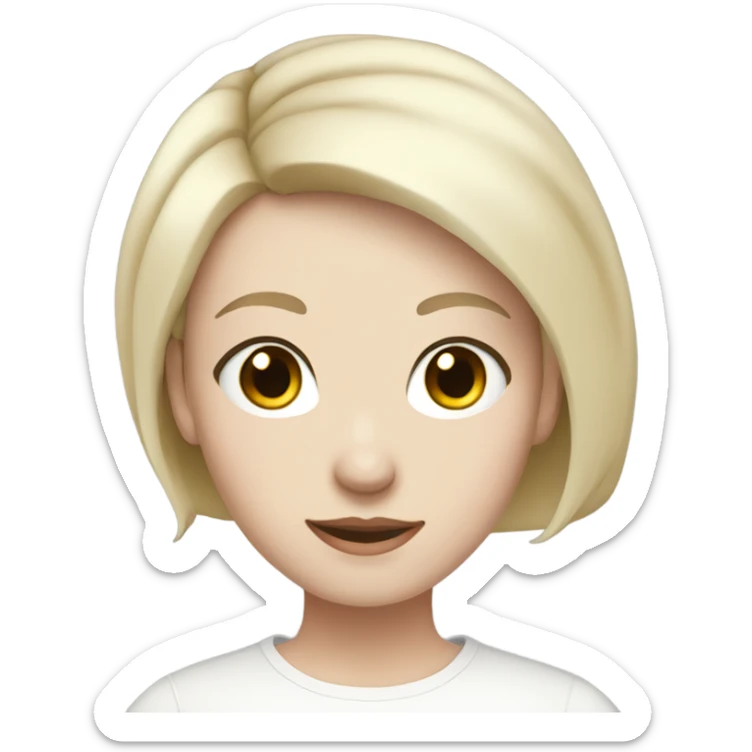 pale skin young woman with a black short hair white shirt sticker