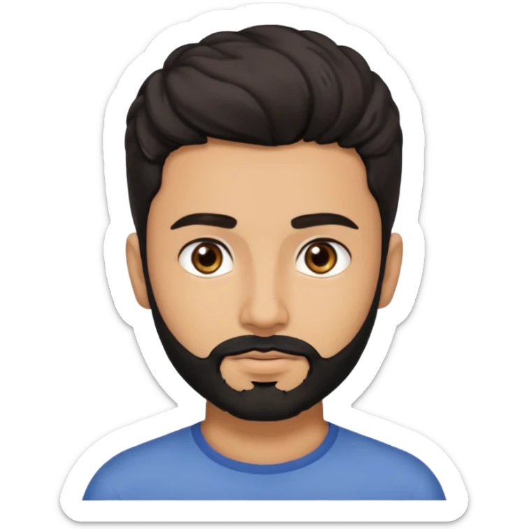 young lightskin Pakistani man with black beard wavy short hair and almond shaped brown eyes and thick eyebrows sticker