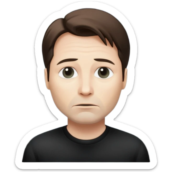 Mulder from the x-files looking very very worried (not trusting anyone today) while wearing a dark t-shirt. A beam of light from a UFO illuminates him sticker