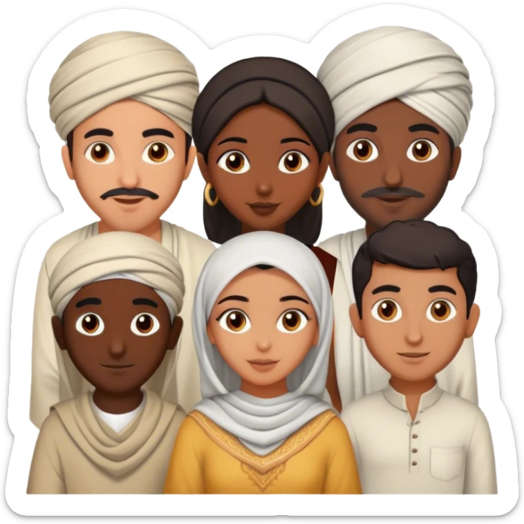5 bestfriends: 1 Moroccan man, 1 Arab man, 1 Iranian girl, 1 Indian girl, 1 black man sticker