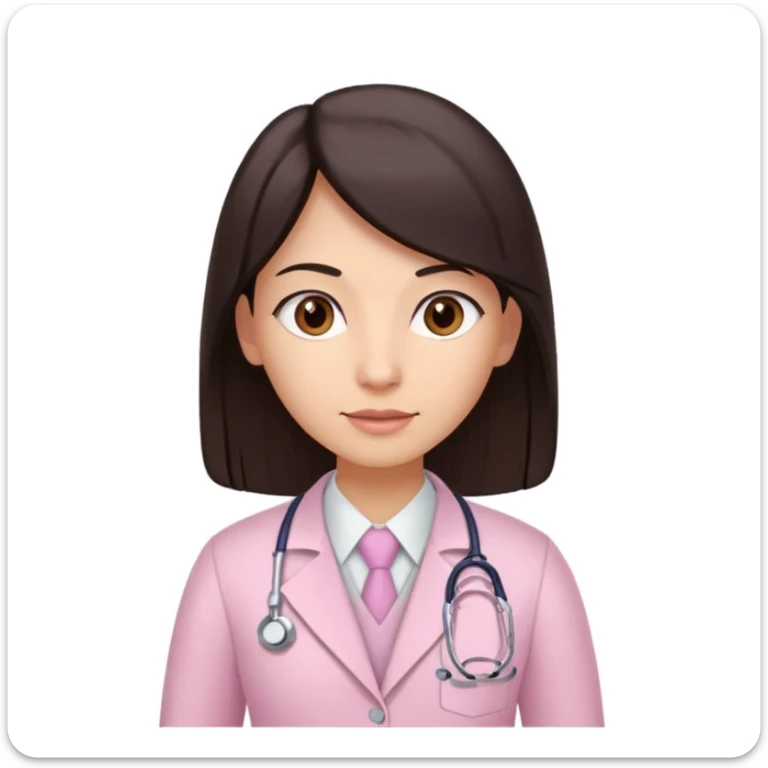 gastroenterologist with dark long straight hair and brown eyes, light pink theme, variation 3 sticker