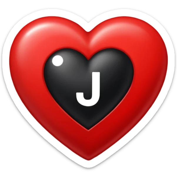 Un corazón grande rojo con la letra" J" en negra y en  mayúscula y en el centro  sticker
