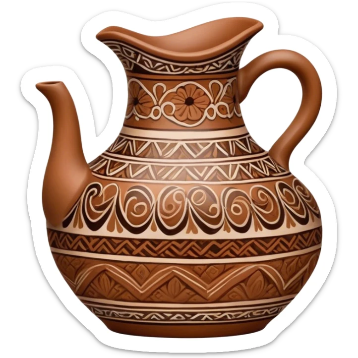 Cinematic Realistic image of a piece of Bolesławiec pottery, rendered with intricate, hand-painted designs and detailed textures, set against a softly illuminated backdrop that highlights its artisanal beauty sticker