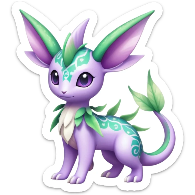 Shiny Exotic Cute Adorable Majestic Ethereal Sparkly Flygon-Espeon-Meganium-Shaymin-Hybrid-Creature with pattern-markings sticker