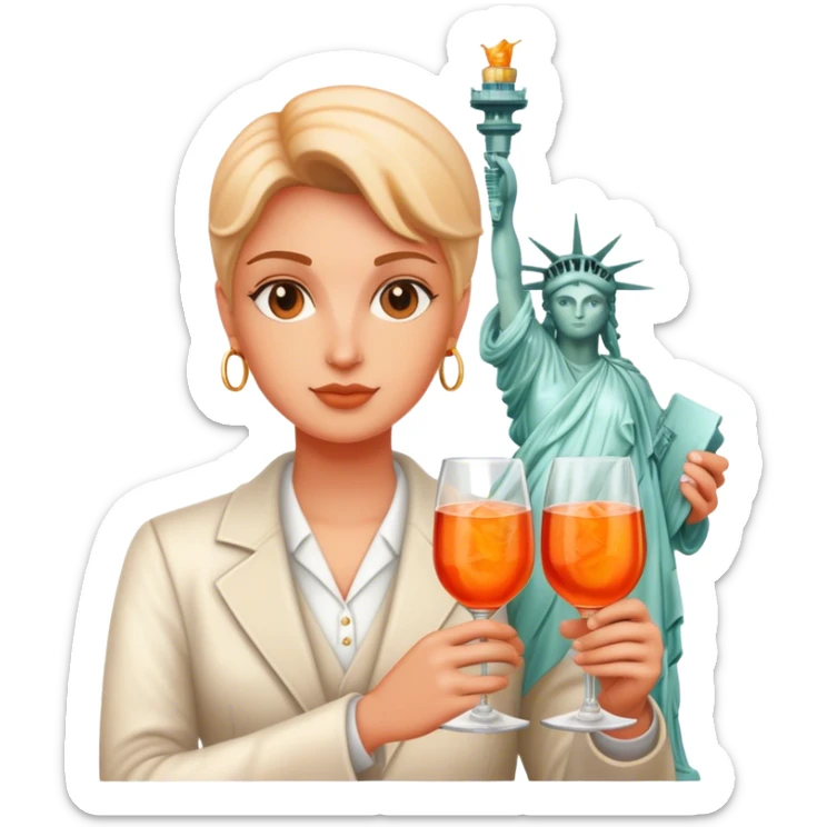 REPLACE THE TORCH OF THE STATUE OF LIBERTY FOR A GLASS OF APEROL SPRITZ sticker