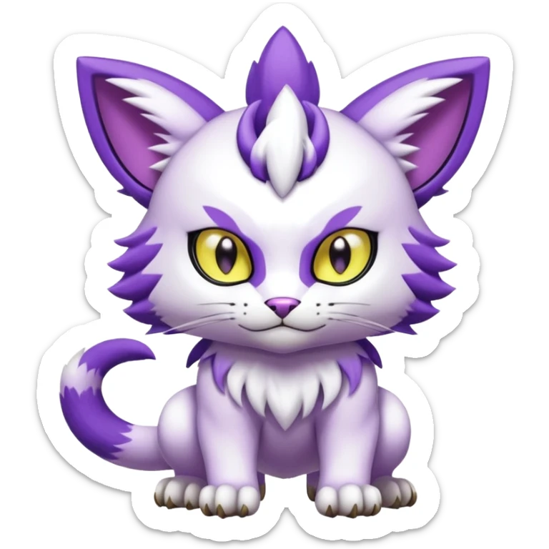  Shiny Soft Smooth Meicoomon-Gatomon-Liepard-Pokémon-Digimon-Fakémon-fusion-hybrid-creature sticker