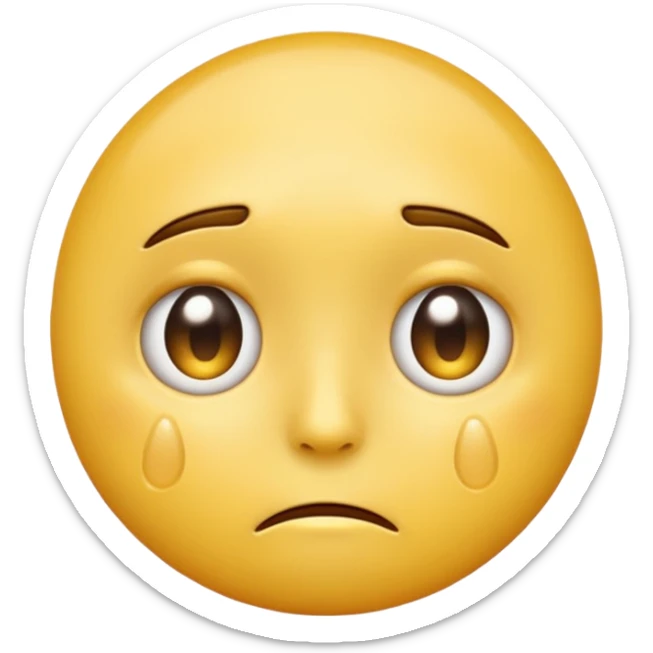A regular yellow  skin, round face emoji looking straight at me not smilling, just staring with a tear rolling down its cheek sticker