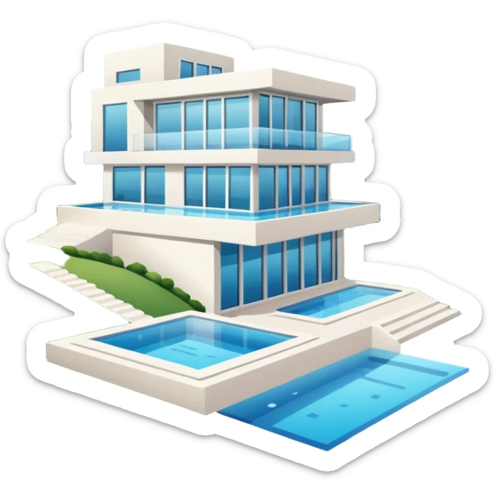modern house on the hill, with a pool ON THE HILL WITH VIEW OF THE CITY sticker