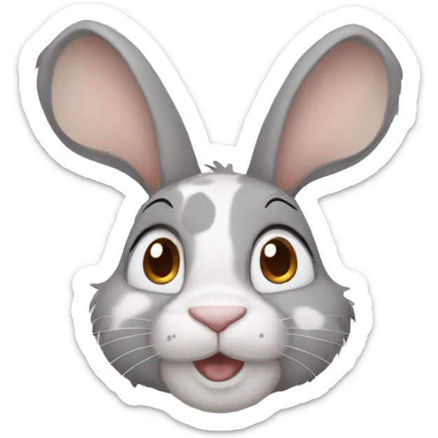 Anthro male bunny rabbit with freckles droopy ears, grey fur with brown spots sticker