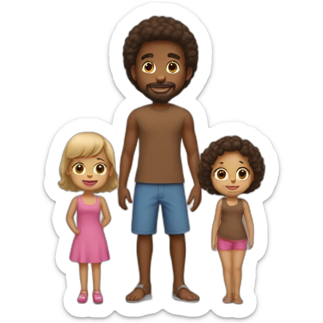 Whit family Brown haïr man woman babygirl sticker