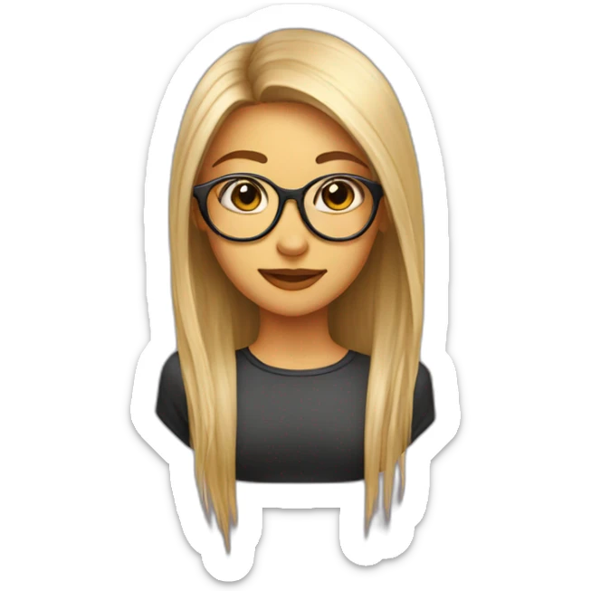 Girl with metal spectacles, long straight hair, ear piercings sticker