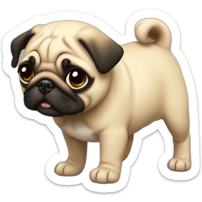 Puppy Pug saying Claven Rwawawa Rwawawa Rawp Rwap Rwap Claven sticker