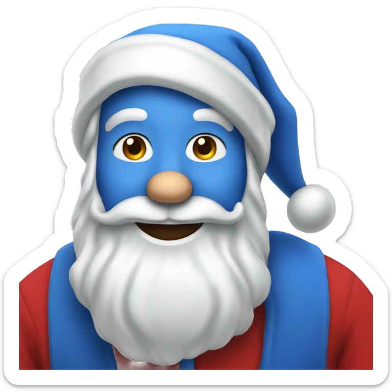 Emoji of Santa Claus in blue clothes, smiling sticker