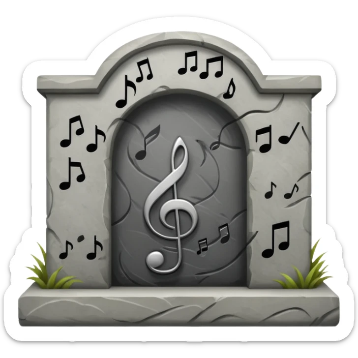 grave with music noteS sticker