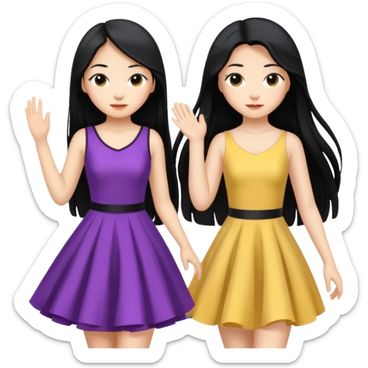 aisan girl with long black and white girl with blonde hair together going to dance at the club sticker