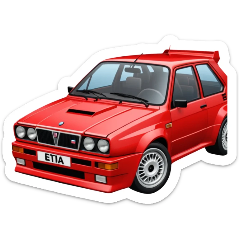 Please make an emoji of a Lancia delta hf integrale 8v fully stock make it as realistic as possible sticker