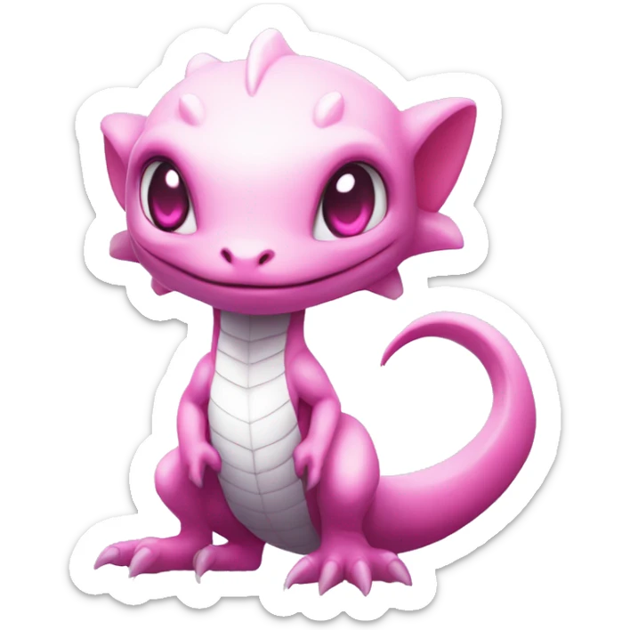 White, Shiny, Chibi, White, Pink eyes, Anthro-Sona-Lizard-Alien-Salazzle-Fakémon, Full Body sticker