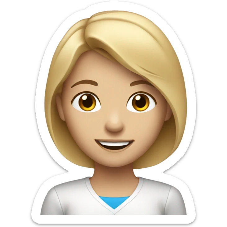 smiling girl in car interior blue eyes brown/blonde hair sticker