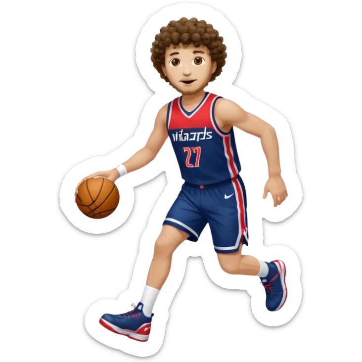 Curly hair short facial hair Washington Wizards Jersey white socks cover up the ankle legs and knees a right arm sleeve on your right arm sticker