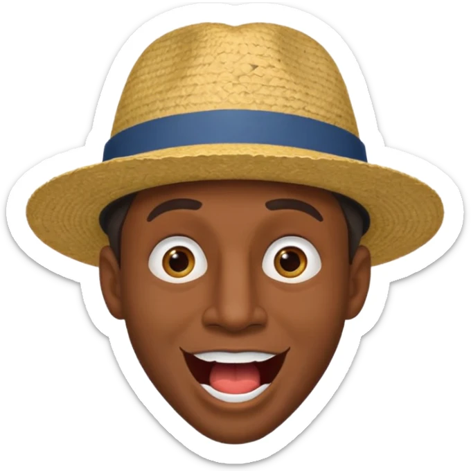 homme créole réunionnais  étonné  bouche ouverte avec chapeau sticker