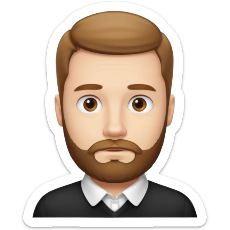 A white guy with coolers and white collar t shirt and the beard for him is at the chin area only sticker